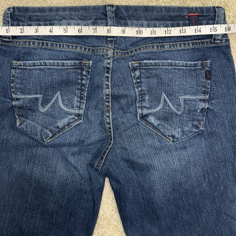 !it Classic Wide Leg Blue Jeans Sz 28 Low Rise Bootcut Factory Fading - Picture 6 of 11